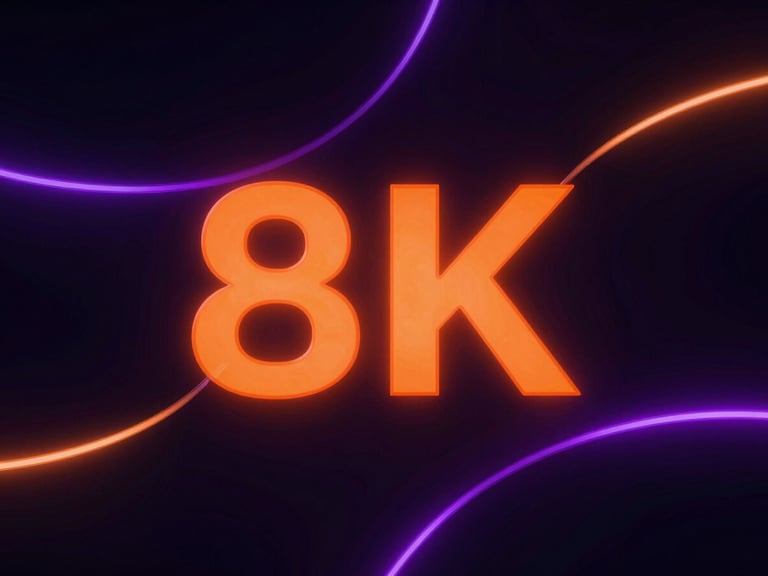 Sleek dark-mode digital photography, neon orange and electric purple backlighting, high-contrast tech aesthetic, sharp focus, 8k, abstract fluid light lines on a dark canvas
