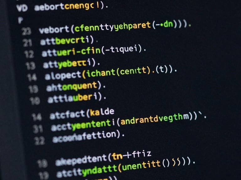 Macro shot of a high-fidelity code block in a dark-mode IDE, TypeScript types clearly visible, neon syntax highlighting, clean indentation