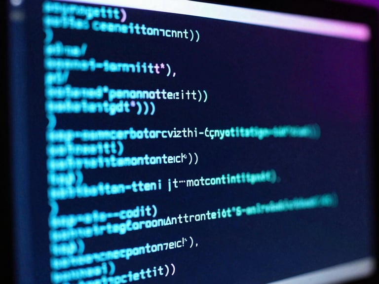 Karanlık bir ortamda neon cyan ışıkla aydınlatılmış, bir monitörde gösterilen matris çarpımı kod bloğu, temiz kod.