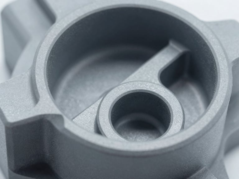 Close-up of a machined technical plastic component, showing clean edges and a smooth, precise finish, cool industrial lighting, 35mm