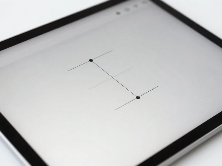 Close-up of a clean digital interface on a tablet, structured diagram on screen, bright natural daylight, cool desaturated tones, sharp focus, 35mm