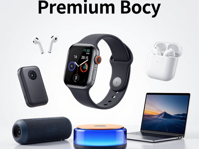Close-up of a sleek minimalist smart watch on a wrist, vibrant orange background glow, high-key studio lighting