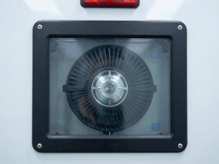 Close-up of a transport ventilator screen displaying active readings inside an ambulance, clean background, bright clinical lighting.