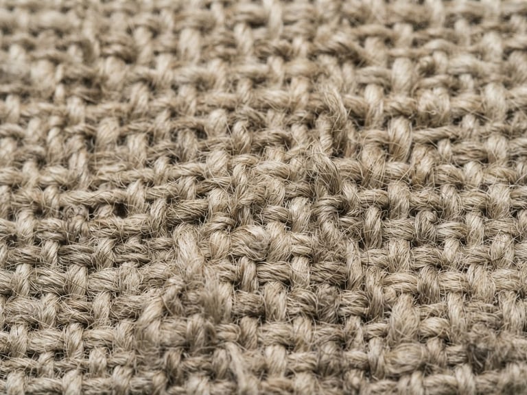 Tactile textile photography, extreme macro detail of raw woven fibers, neutral linen and sand tones, soft diffused studio light, high texture definition, 35mm