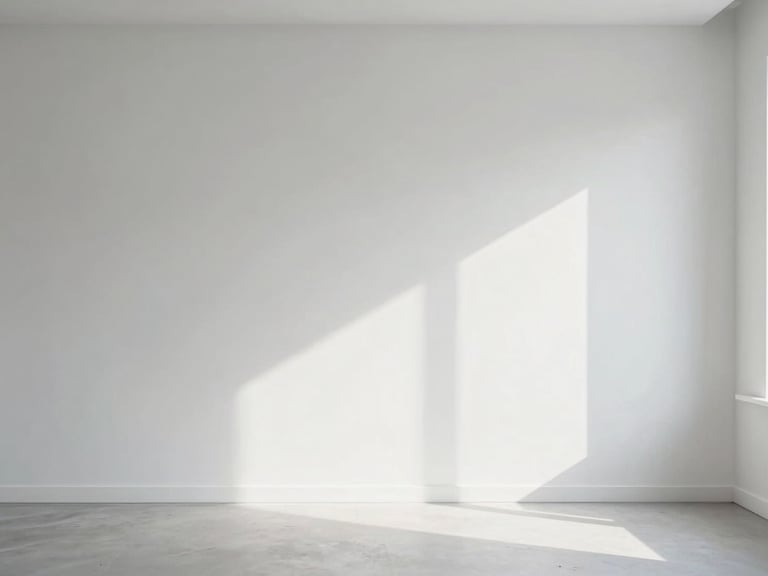Minimalist modern interior with clean lines, soft window light casting gentle shadows, high-end real estate photography, 35mm