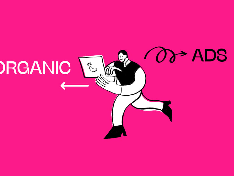graphic image showing man with laptop converting organic to mobile design app