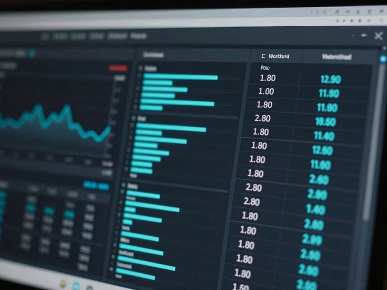 Macro close-up of a dark, high-fidelity enterprise software dashboard displaying real-time system performance metrics, cool cyan data-lines, low-key lighting, screen-glow highlights.