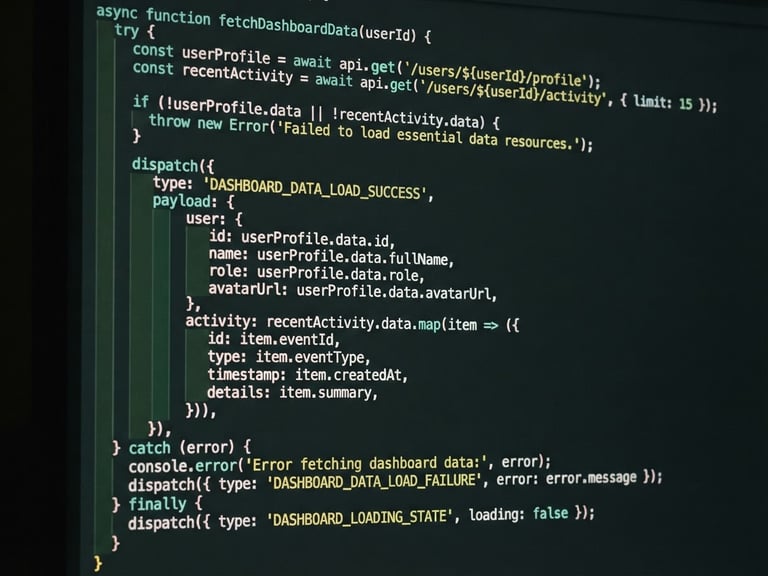 macro shot of a clean code editor with well-structured syntax on a dark monitor, dim ambient studio lighting, sharp focus, deep slate and forest green accents, 35mm
