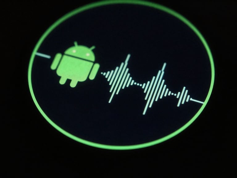 Macro shot of a custom Android widget displaying system stats, subtle haptic feedback lines emanating from touch points, dark studio, neon green screen glow.