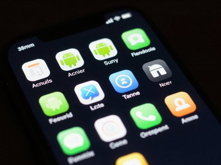 Macro shot of a clean, dark Android launcher interface on a high-end smartphone screen, glowing neon green accents, low-light studio setting.