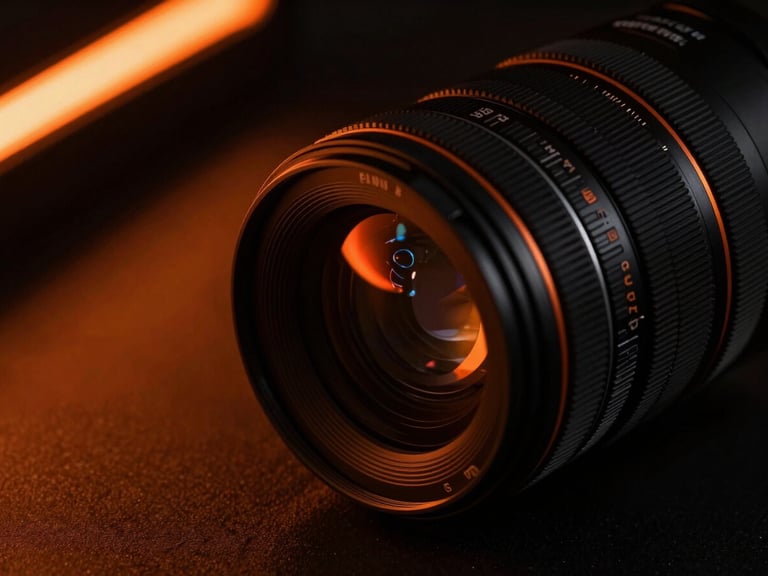 Cinematic macro crop of high-contrast brand collateral, sharp shadows, deep black and vibrant orange ambient neon lighting, 35mm lens