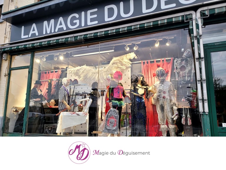 a storefront window display of a mannequinequine lamagiedudeguisement code promo 