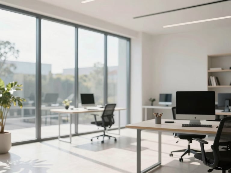 Sunlit modern apartment interior, minimalist decor, large glass windows, soft shadows, professional architectural photography, 35mm