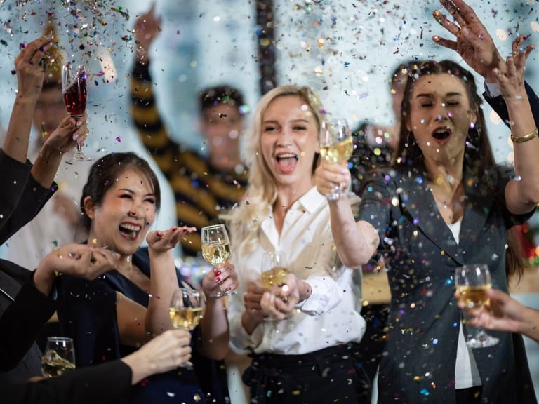 Fête d'entreprise avec du champagne