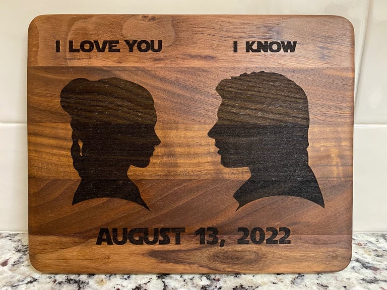 Hahn and Leia walnut board