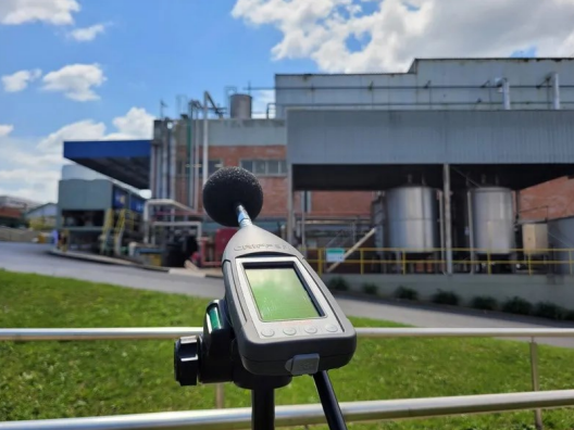 a microphone and a microphone in front of a building