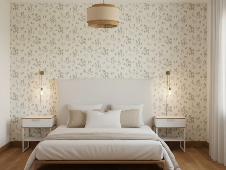 a bedroom with a bed and a lamp