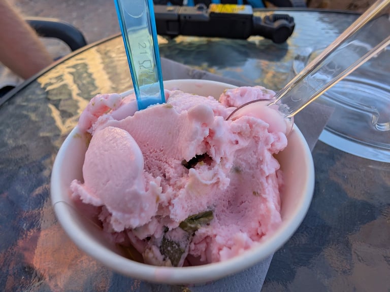 Roase Pistachio Gelato from La Casa Del Gelato in Mithymna, Greec