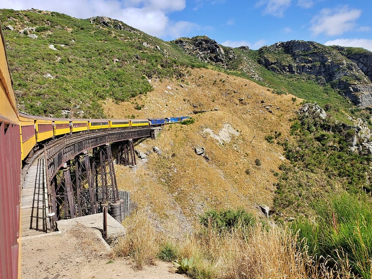 Lots of bridges along the Taieri Gorge Railway in New Zealand