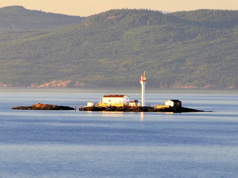 A lighthouse guides The Pirate home in Icy Strait Point, Alaska