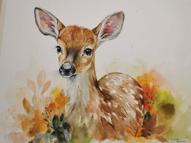 Cerbiatto dipinto ad acquerello
