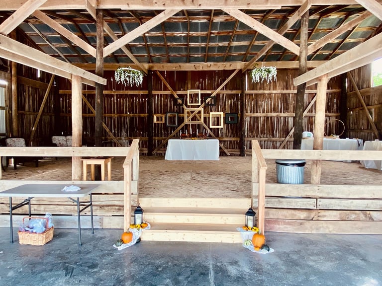 Head table at a simple country wedding reception