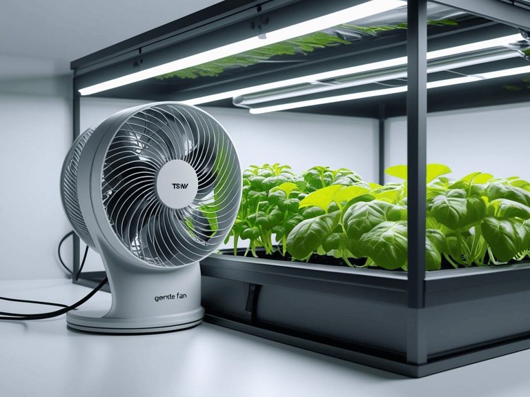 Image of fan for providing air circulation in small hydroponic system