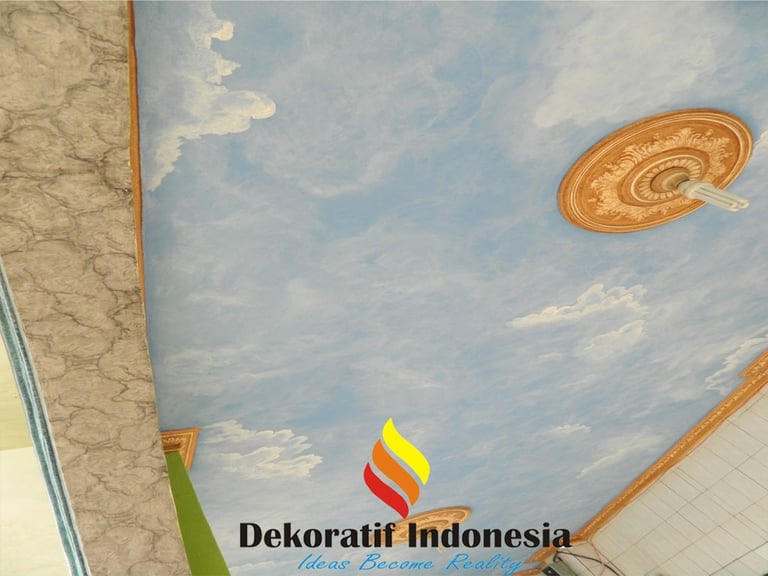Jasa Cat Plafon Hotel Motif Awan