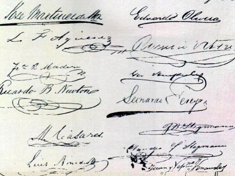Firmas en el Acta de fundación de la Sociedad Rural Argentina