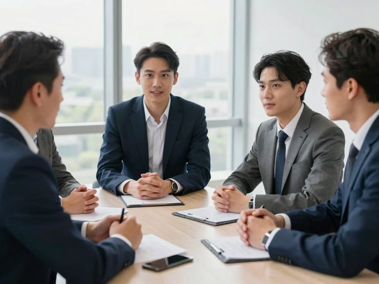 Hands-on collaborative business meeting in a bright, modern workspace, professional editorial style, natural daylight, slate accents