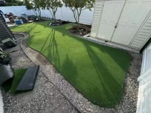 Backyard golf putting green with artificial turf Reading
