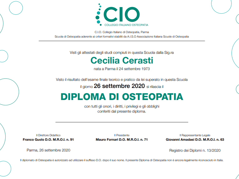 CIO DIPLOMA OSTEOPATIA