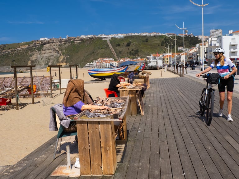 Drying fresh catch of the day. Nazare, Portugal