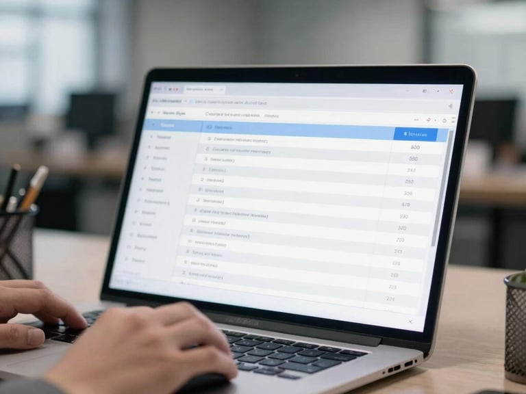Close-up of a hand using a mouse on a compliance dashboard, focused on data entry, with a blurred industrial office background.