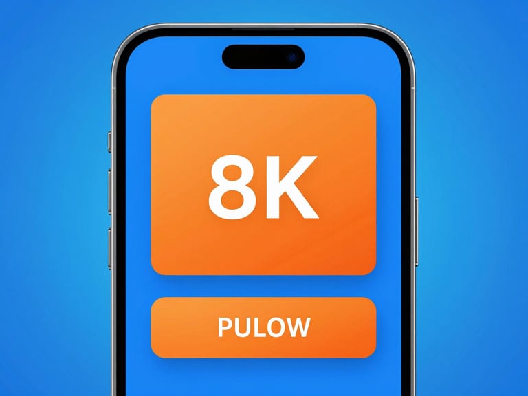 Straight-on macro shot of a sleek mobile checkout screen displaying an orange purchase confirmation button, high-key studio lighting, electric blue background, ultra-sharp detail.