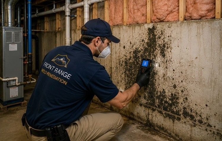 mold remediation specialist inspecting high density residential property in Powers Corridor Colorado Springs for moisture