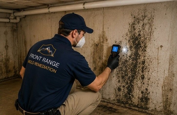 mold remediation specialist inspecting high value residential property at base of Cheyenne Mountain Colorado Springs