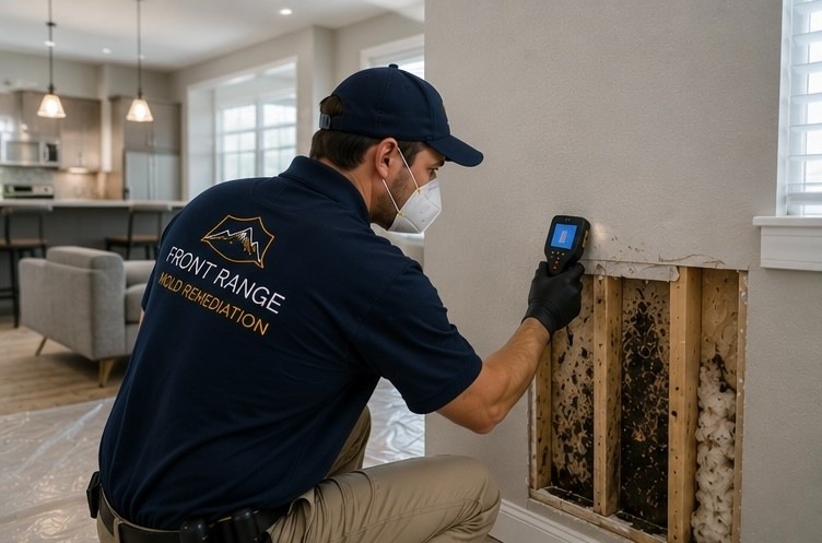 mold remediation specialist inspecting newer residential property in Northgate Colorado Springs neighbourhood