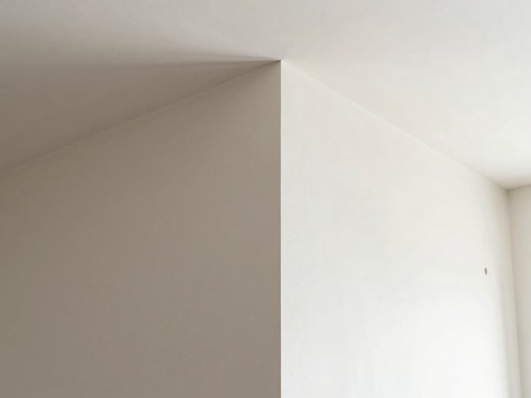 Detailed shot of a newly constructed drywall corner, perfectly smooth, under bright natural light, architectural focus, Verona