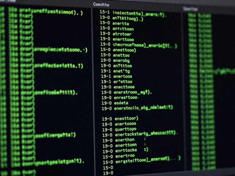 High-contrast dark-mode UI photography of a terminal window displaying cryptographic encryption logs, green monospaced text on a deep black background, moody neon backlighting, macro lens, sharp focus