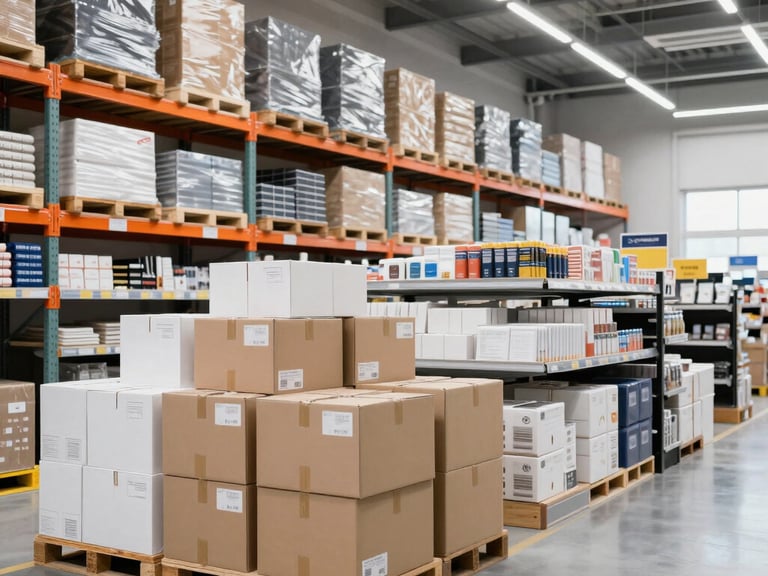 A high-angle professional photograph of an international shipping port at dusk, featuring organized stacks of shipping containers in shades of #2E5F7B and #1A202C. The lighting is crisp and modern, emphasizing global connectivity and industrial efficiency.