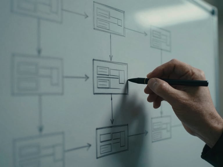 Extreme macro detail of hands sketching a complex database schema on a physical whiteboard, cool ambient screen light, 35mm film.