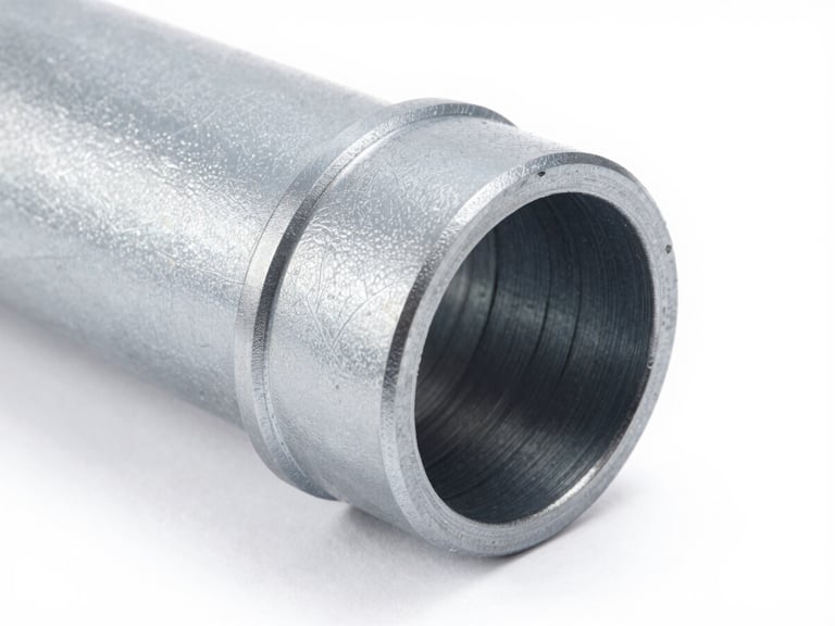 Macro detail of a SWR pipe joint, showing its robust sealing mechanism and wall thickness, studio lighting, high-contrast cool tones.