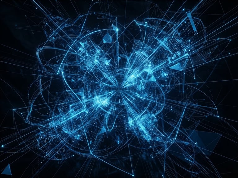 Sleek 3d render, dark obsidian background, glowing electric blue accents, abstract data visualization, premium tech aesthetic, octane render, 8k