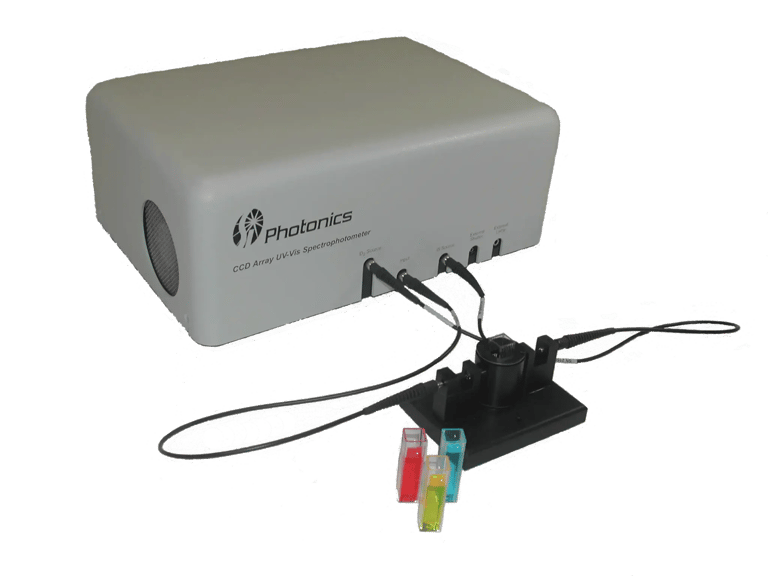 S.I. Photonics Model 440 UV-Vis spectrophotometer with fiber optic cuvette sampling bench