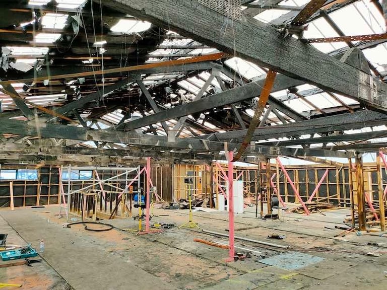 Fire damaged commercial building rebuild - CHR Builders - Mangawhai