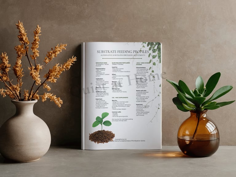 Houseplant fertilizing and substrate feeding reference from the Quiet at Home plant care binder
