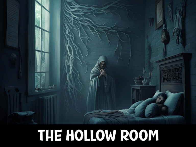 a woman in a white robe is shown in a dark room