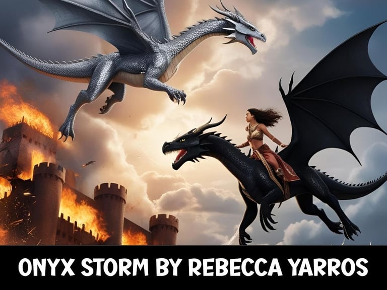 a woman riding a dragon - like dragon in front of a castle