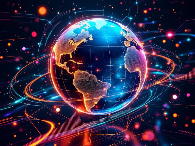 A futuristic globe of the world symbolising AI and future travel growth